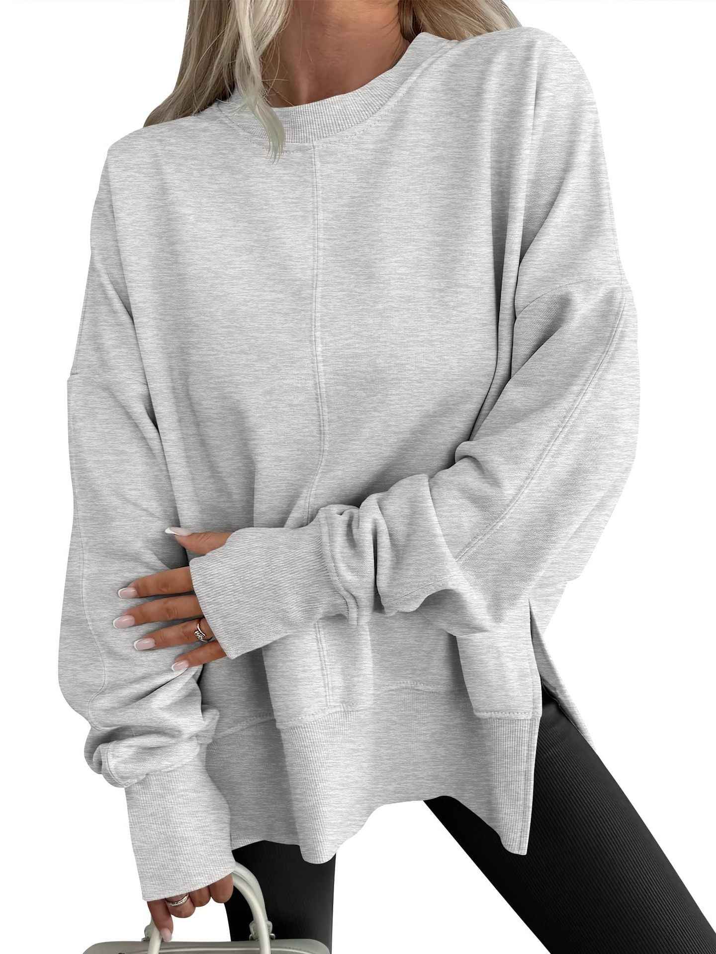 Fashion Casual Round Neck Pullover Loose Sports Long-sleeved Sweater
