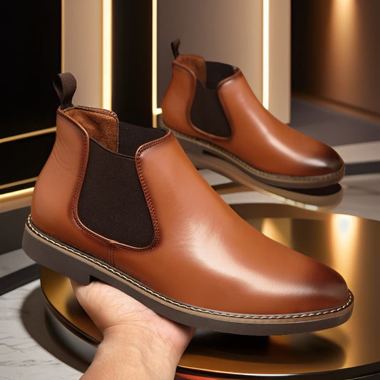 Men's Boots Plus Size British Style Leather Boots Youth All-matching GlamzKart