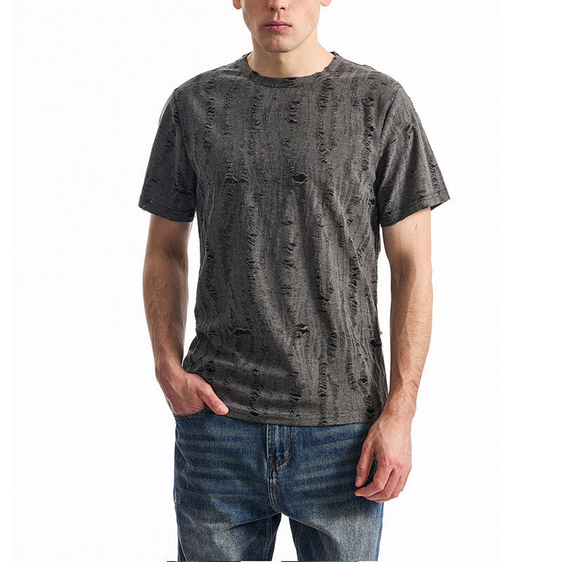 Simple Half Sleeve Men's Tops Loose Dark Gray GlamzKart