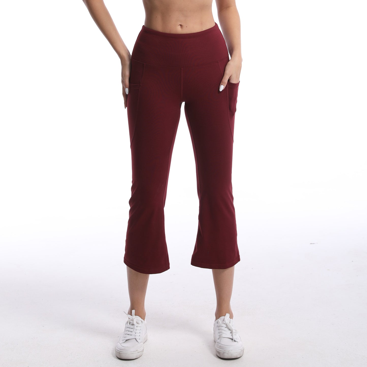 Pocket Solid Color Stretch Hip Lift Sports Nude Feel Yoga Leggings GlamzKart