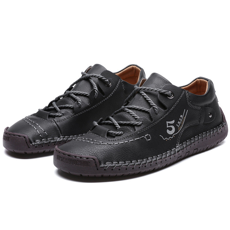 Men's Casual British Leather Shoes Black GlamzKart