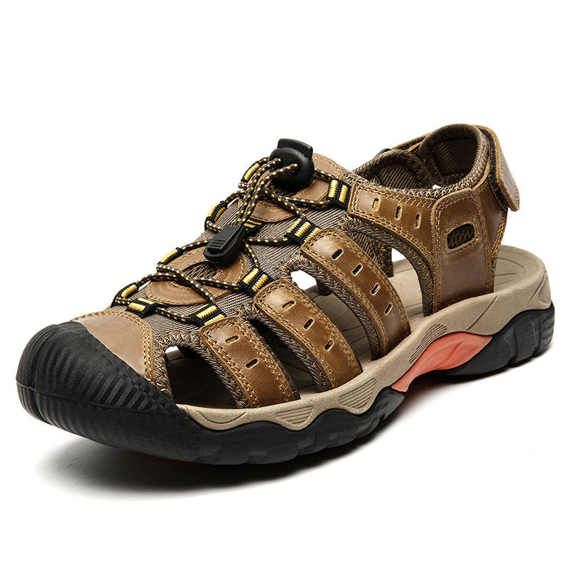 Summer Closed Toe Sandals Men's Leisure Outdoor Light Brown GlamzKart