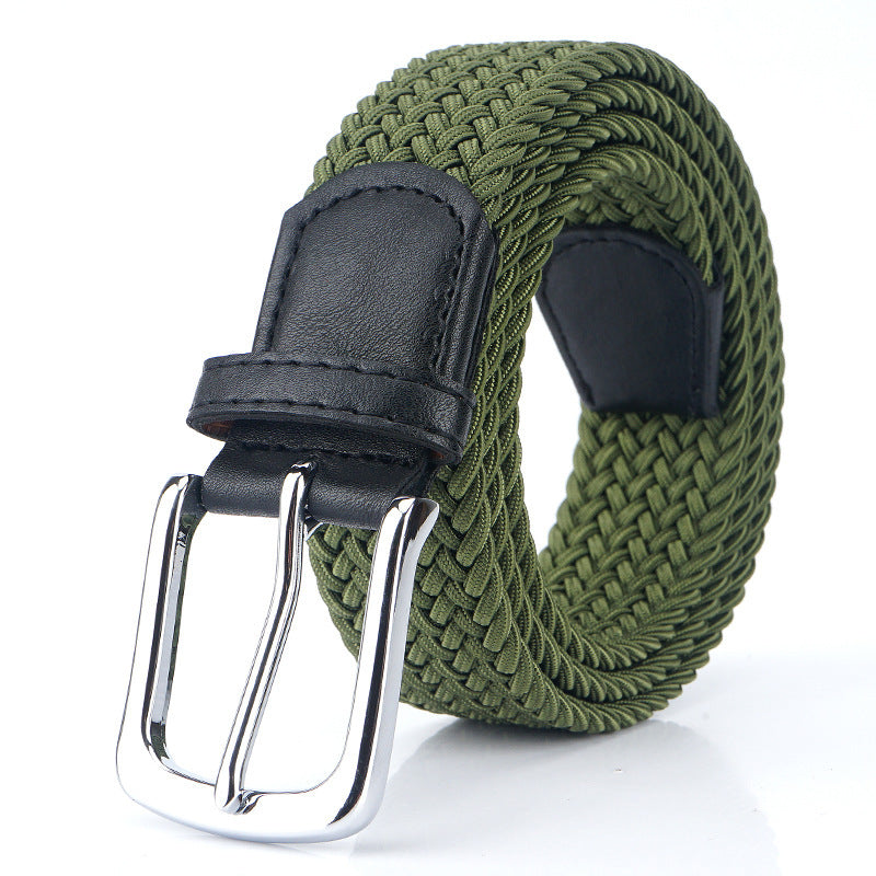 Silk Elastic Woven Elastic Men's Women's Belt Canvas Belt Army Green GlamzKart
