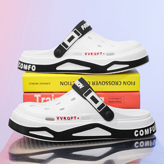 Sandals Summer Breathable Closed Toe Men's Slippers Dual-use Beach Shoes GlamzKart