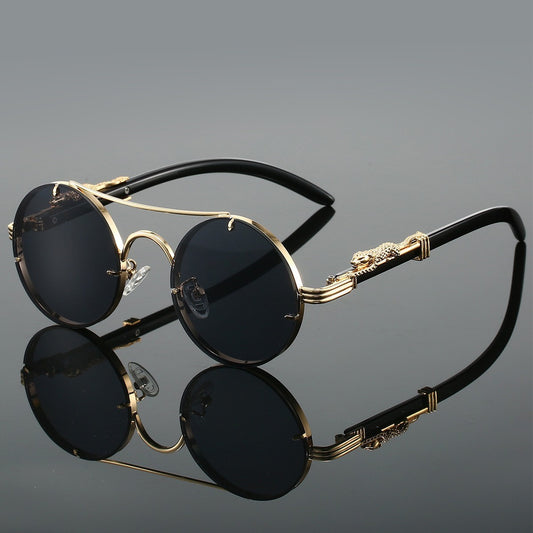 Retro Double Beam Leopard Head Sunglasses GlamzKart