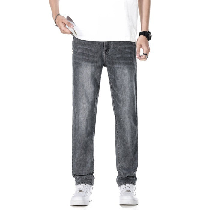 Thin Loose Light Business Straight Jeans Light Gray GlamzKart