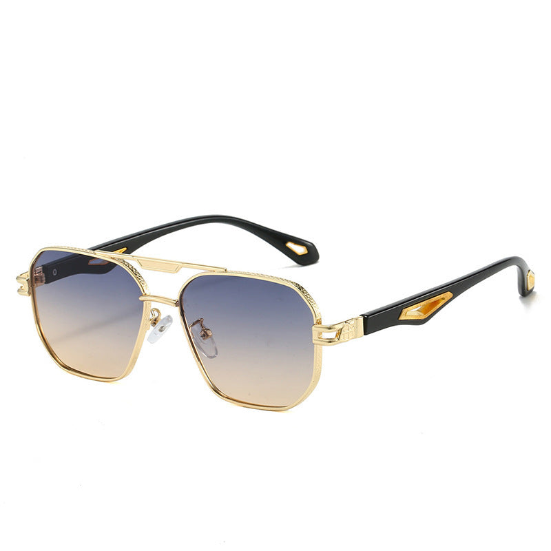 Men's Fashion Double Beam Box Hollow Sunglasses GlamzKart
