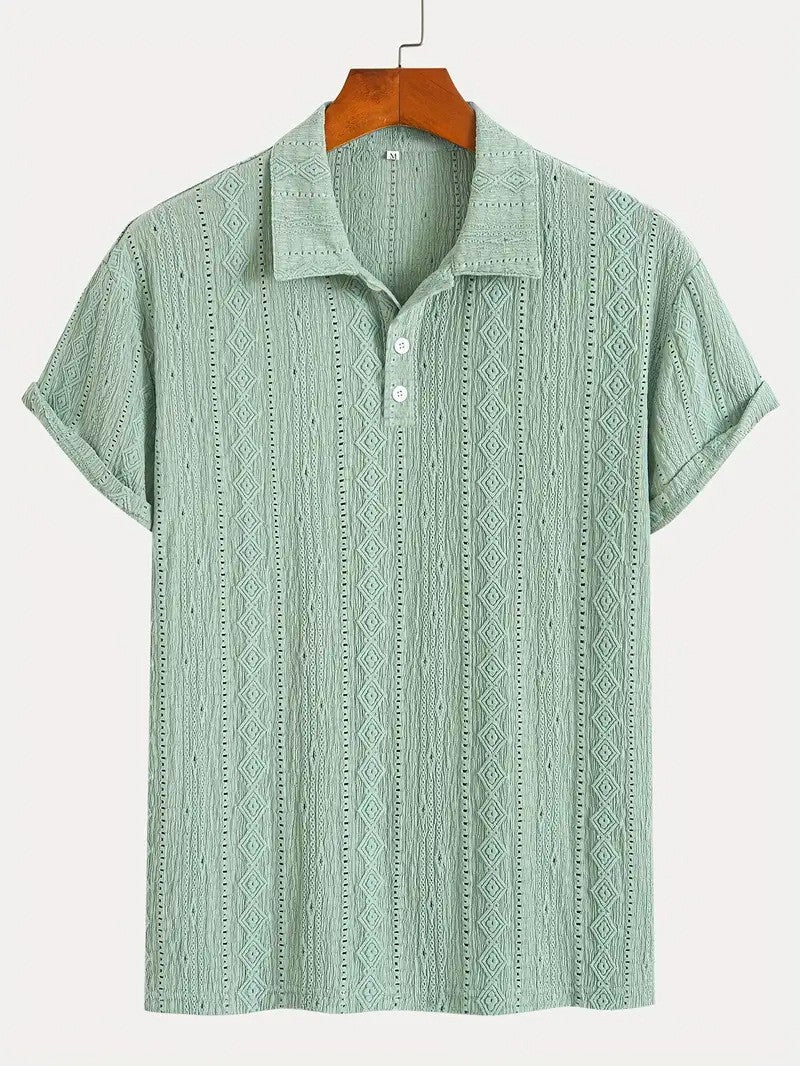 Men's Breathable Hollow-out Lightweight Casual Top Light Green GlamzKart