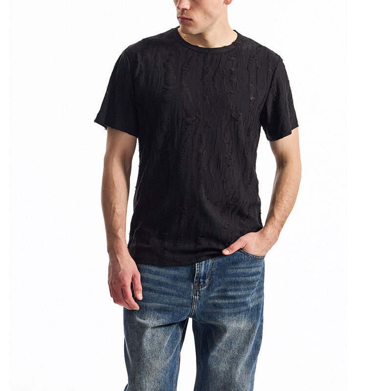 Simple Half Sleeve Men's Tops Loose Black GlamzKart
