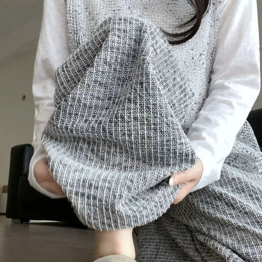 Atmosphere Gray Plaid Women Loose And Idle Slimming And Wide Leg Casual Pants GlamzKart