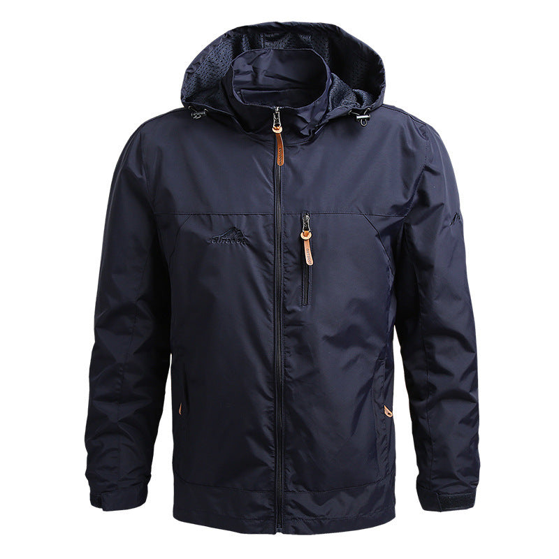 Mountaineering Shell Jacket Windcheater Outdoor Sports Jacket Men's Clothing Dark Blue GlamzKart