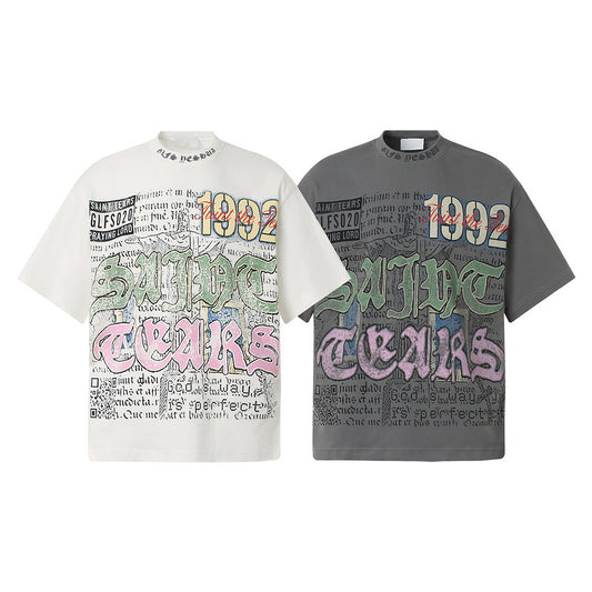 American Retro National Trend Hip Hop Graffiti Short Sleeve GlamzKart