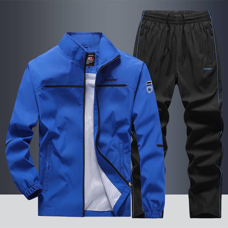 Men's Loose Lapels Casual Sportswear Polyester Composite Fabric Colorful Blue GlamzKart