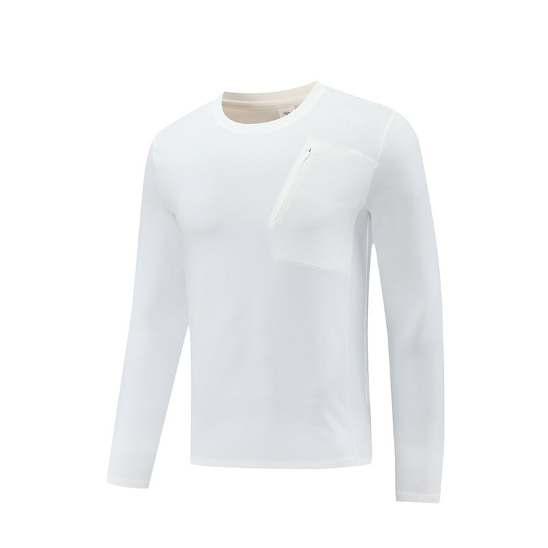 Quick-drying Long-sleeved T-shirt Round Neck Outdoor Top White GlamzKart