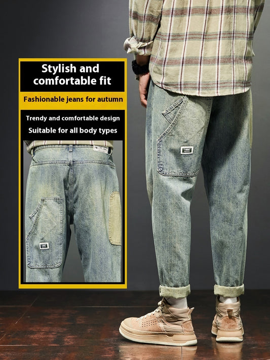 Stretch Retro Yellow Mud Jeans Men Fashion Brands Loose Casual Trousers GlamzKart