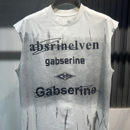 Letter Printing Gradient Comfortable Vest Ruan Handsome Sleeveless GlamzKart