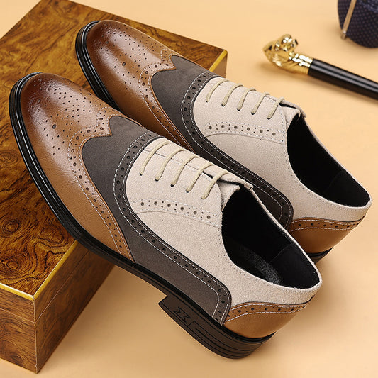 Plus Size Male Brogue Pointed Casual Leather Shoes GlamzKart