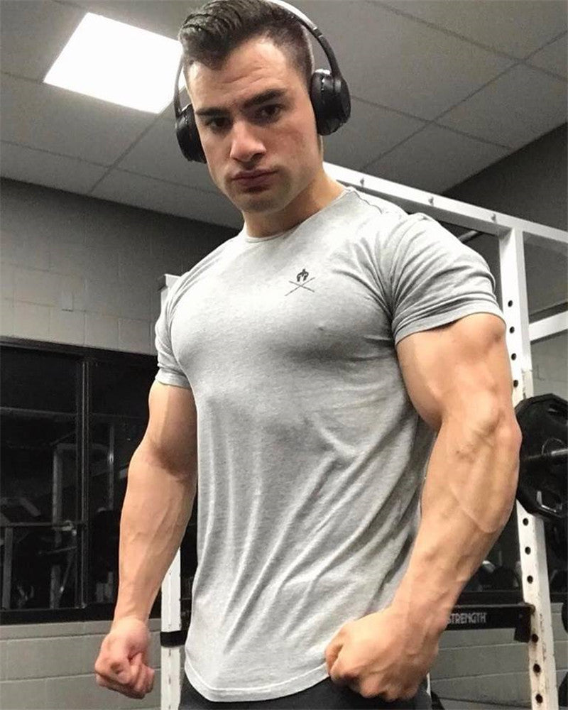 Round Neck Short-sleeve Tights Training Workout Clothes Gray GlamzKart