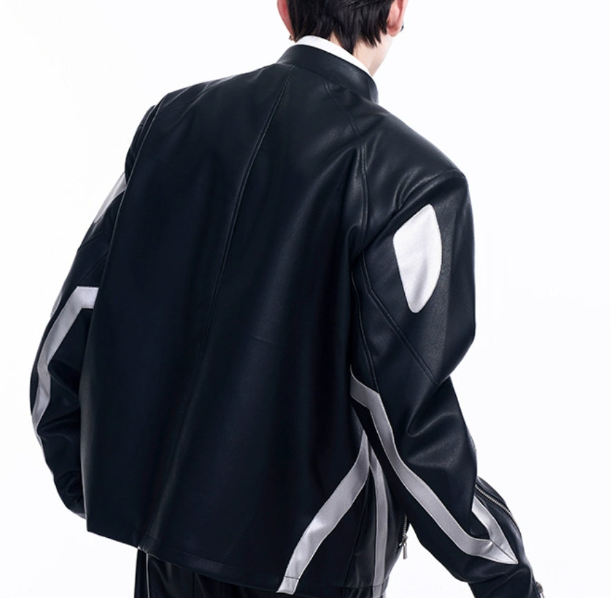 Oblique Placket Motorcycle Jacket GlamzKart