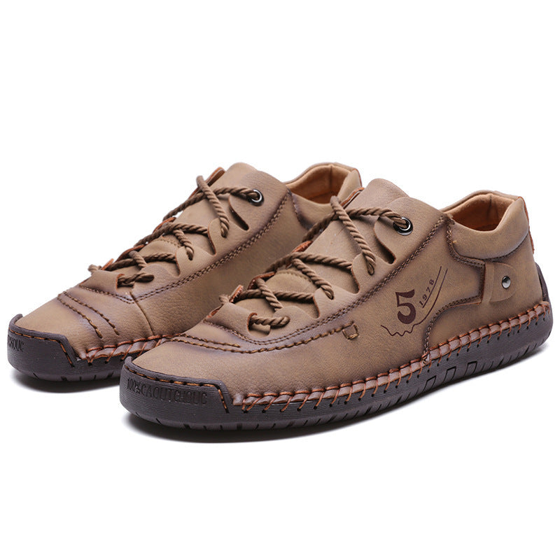 Men's Casual British Leather Shoes Khaki GlamzKart