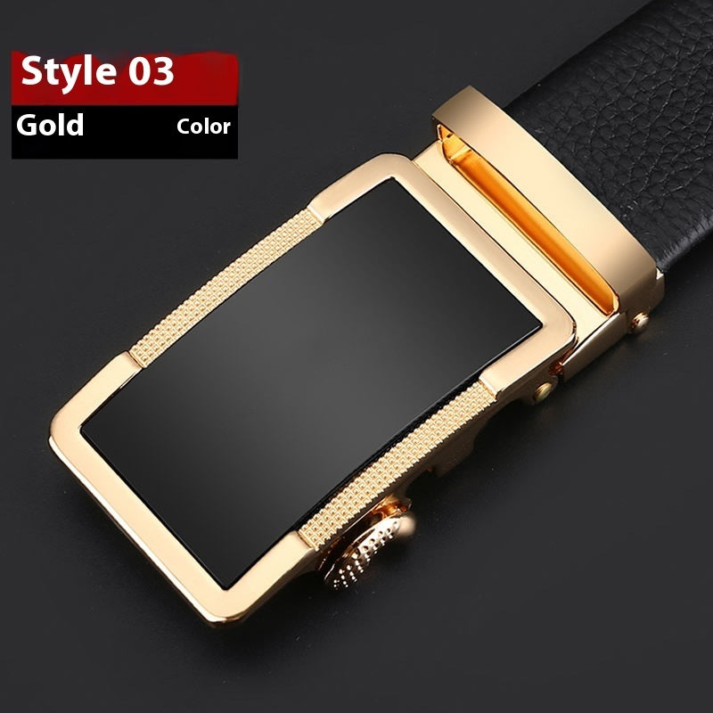 Men's Leather Comfort Click Pant Belt Gold GlamzKart