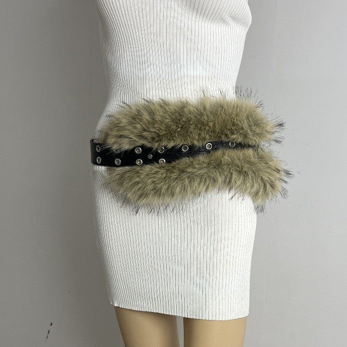 Fur Belt Retro Easy Matching Plush Waist Chain Waist Seal Waist Decorations Style 2 GlamzKart
