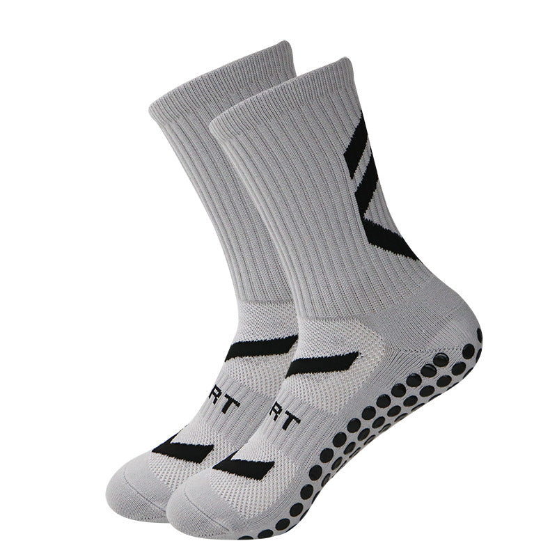 Non-slip Thickened Middle Football Shock-absorbing Wear-resistant Sports Socks Gray 38 To 45 GlamzKart