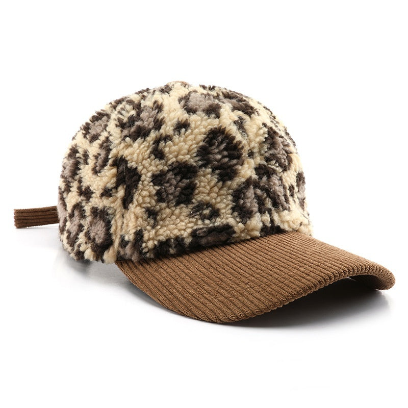 Japanese Women's Autumn And Winter Personalized Retro Color-blocking Leopard Print Baseball Cap GlamzKart