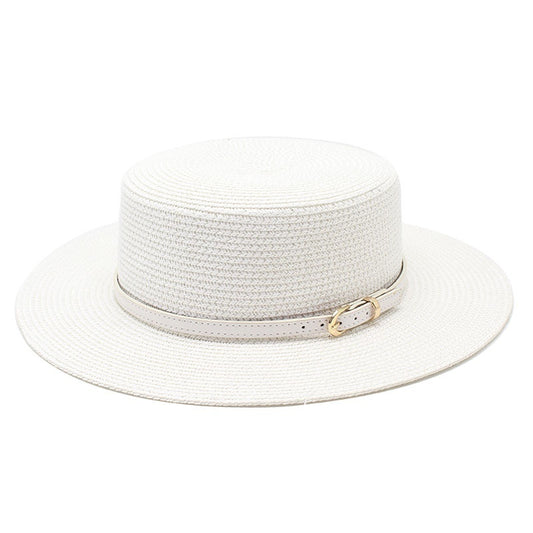 Wide Brim Flat Top Women's Spring And Summer Sun Beach Sun-proof Straw Hat GlamzKart