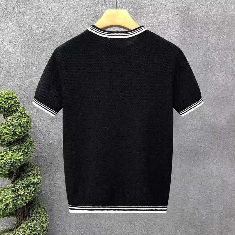 Men's Slim Fit Stretch Crew Neck T-shirt Black GlamzKart