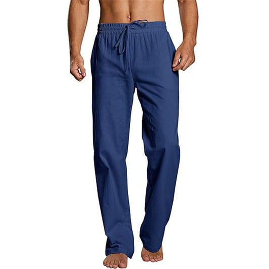 Cotton And Linen Loose Elastic Drawstring Waist Trousers GlamzKart