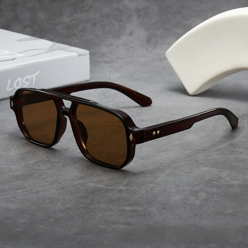 Outdoor Personalized Square Sports Sunglasses Tea Frame Dried GlamzKart