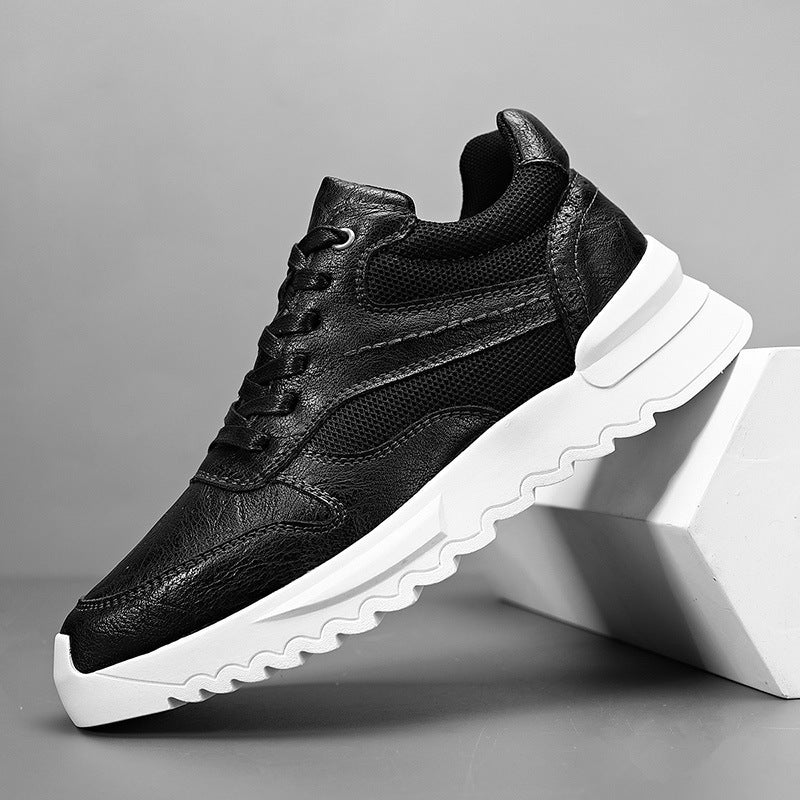 Invisible Wedge Hidden Heel Men's Casual Sports Shoes Black GlamzKart