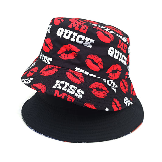 Fashion Letter Lip Pattern Printing Bucket Hat GlamzKart