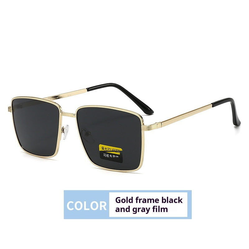 For Driving Sunglasses Men's Polarized Glasses Box Gold Black GlamzKart