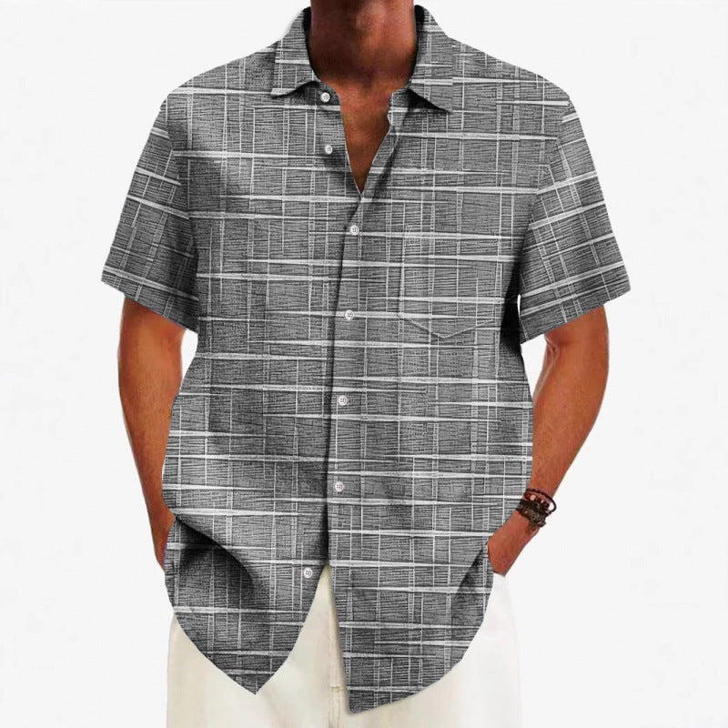 Personal Leisure Loose Men's Cardigan Button Short Sleeve Shirt Type C GlamzKart