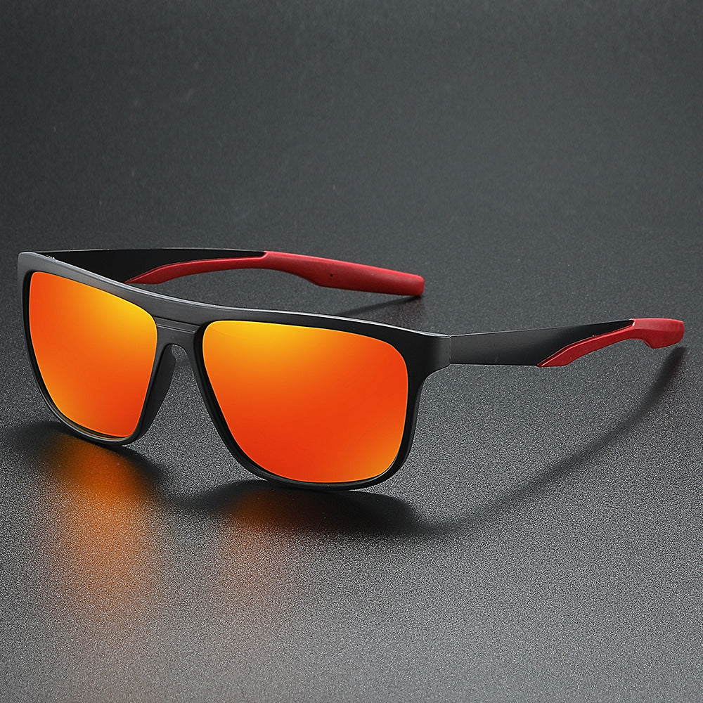 Men's TR Metal Polarized Sunglasses Black Frame Red Film GlamzKart