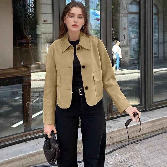 Fashionable Suede Women's Windbreaker Coat