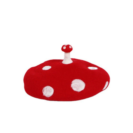 Top Small Mushroom Handmade Wool Felt Beret GlamzKart