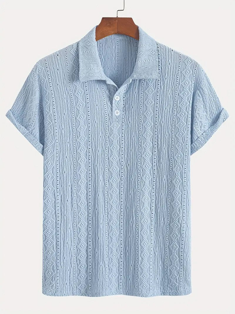 Men's Breathable Hollow-out Lightweight Casual Top Sky Blue GlamzKart