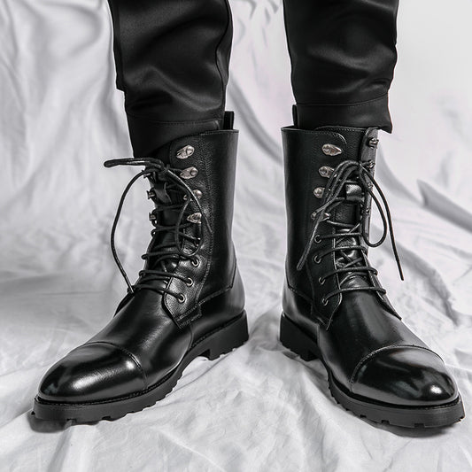 Fall Winter Lace-up Booties Black Locomotive Denim GlamzKart