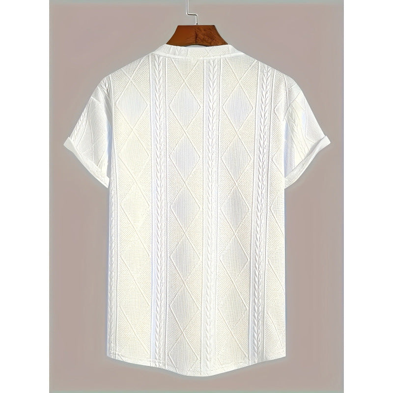 Geometric Embroidery Casual Short Sleeve GlamzKart