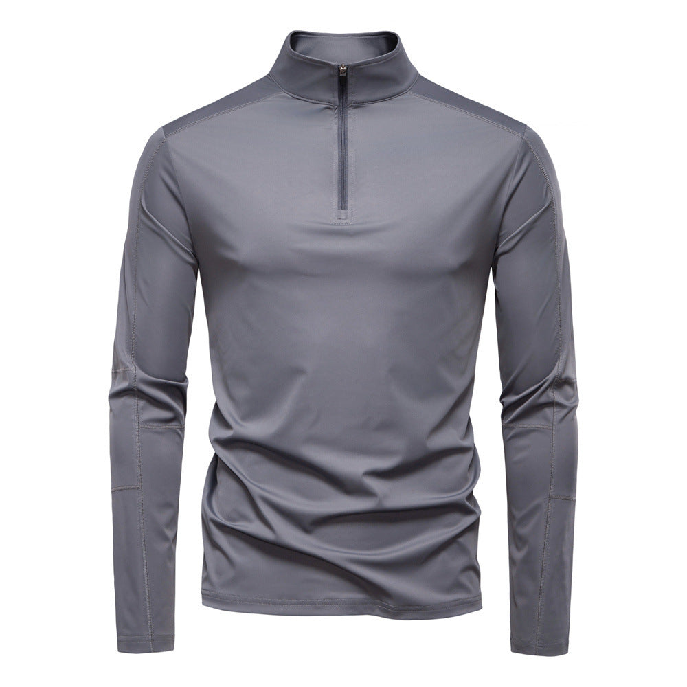 Men's Sun Protection UV Protection Long Sleeve Half Zipper T-shirt Dark Gray GlamzKart