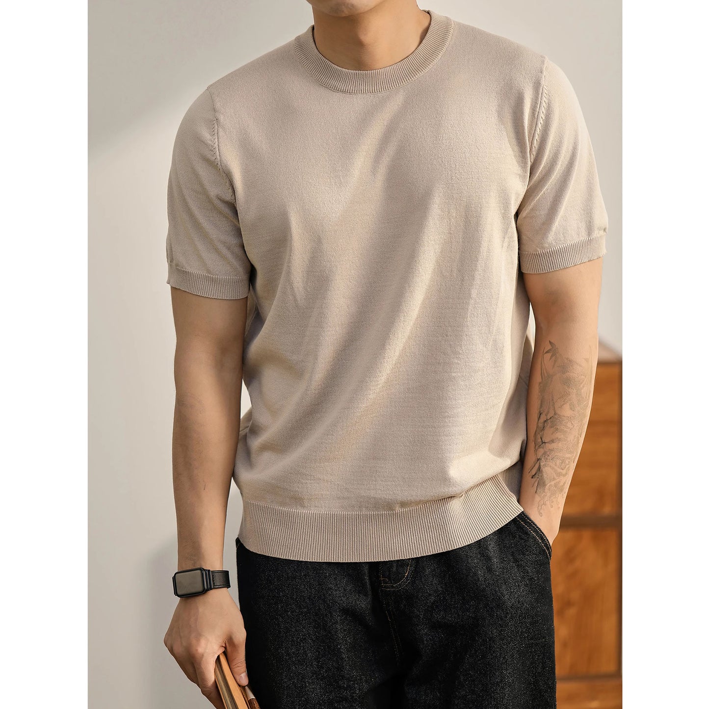 Plus Size Short-sleeved Sweater Men's Lightly Mature Casual GlamzKart