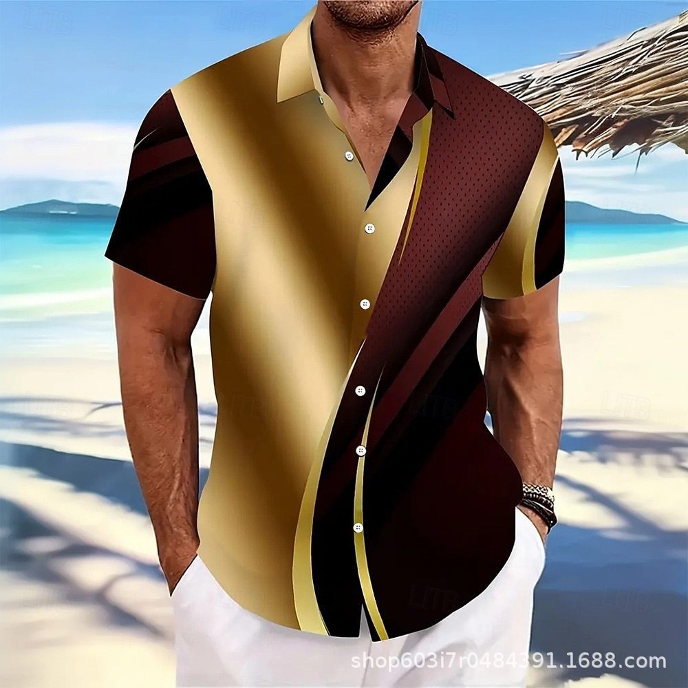 Men's T-shirt Color Series 3D Printed Short Sleeve YF14222 GlamzKart