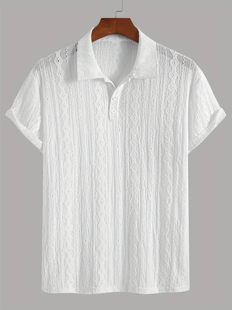 Men's Breathable Hollow-out Lightweight Casual Top White GlamzKart