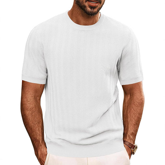 Men's Summer Hollow Breathable Sweater Solid Color T-shirt GlamzKart