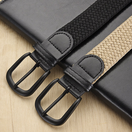 New Men's And Women's Woven Belt Elastic Stretch Punch-free GlamzKart