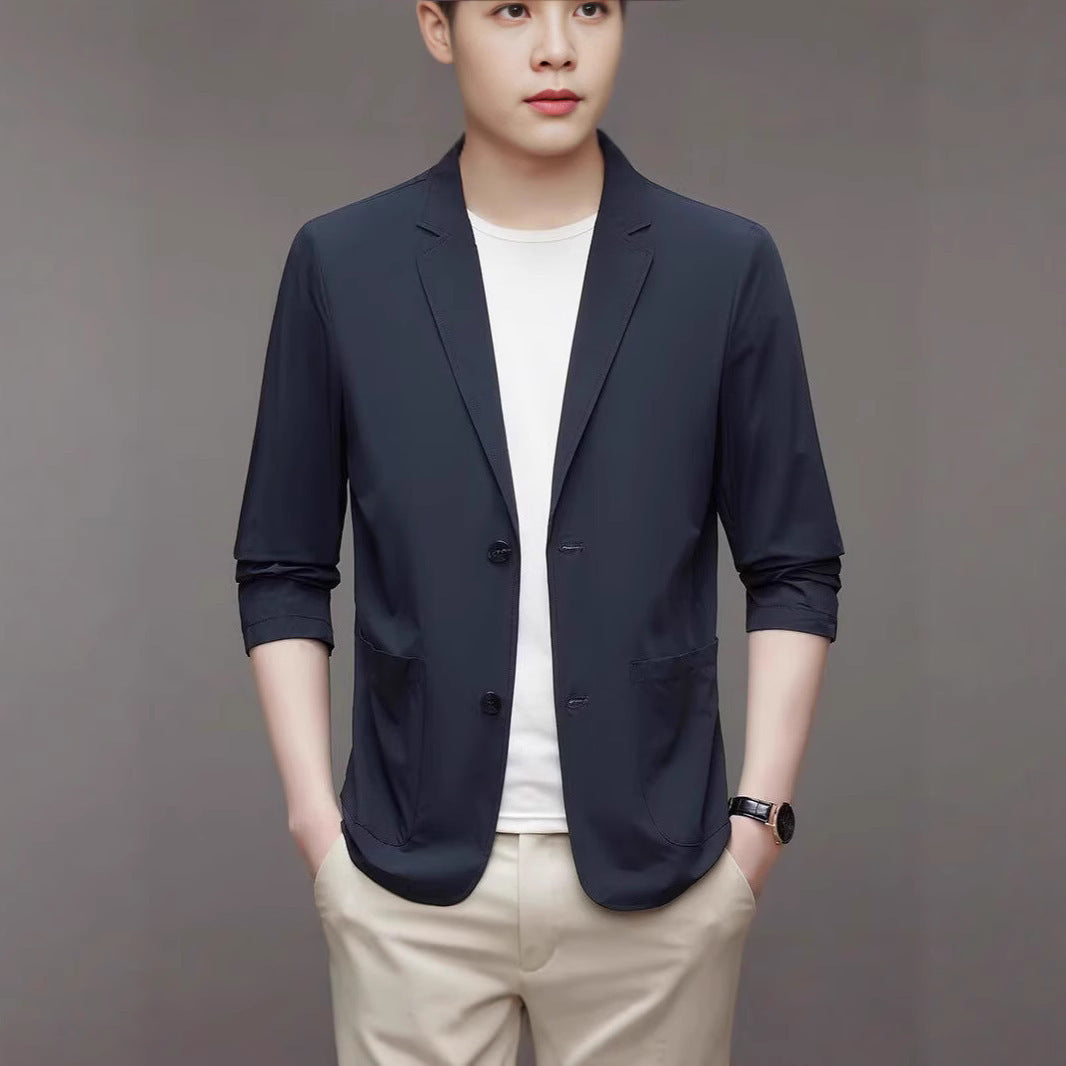 Ice Silk Men's Lightweight Casual Stretch Suit GlamzKart