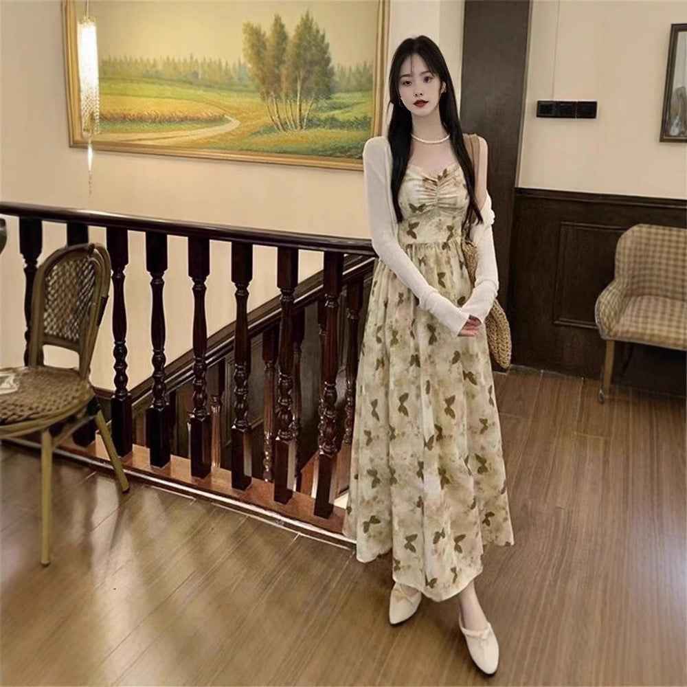 Summer French Style Gentle Pansy Sling Dress